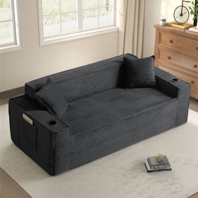 80" Loveseat Sofa with Deep Seat – Spacious Corduroy Compression Cloud Couch for Bedroom, Dorm, Apartment