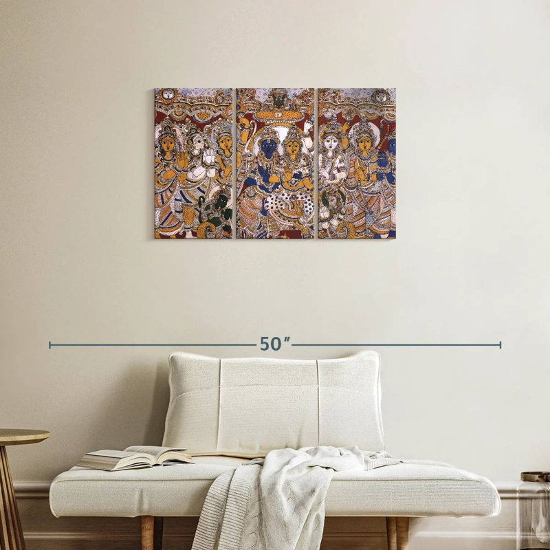 Mythes indiens Rama et sita sur toile, ensemble de 3 pièces, H 20 po x l 33 po x P 1,25 po
