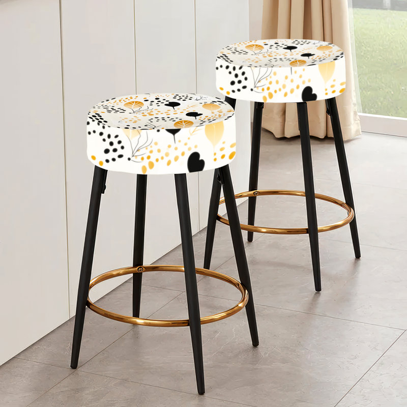 Ensemble de 2 tabourets de bar géométriques beiges et noirs à motif de guépards Simplicity I