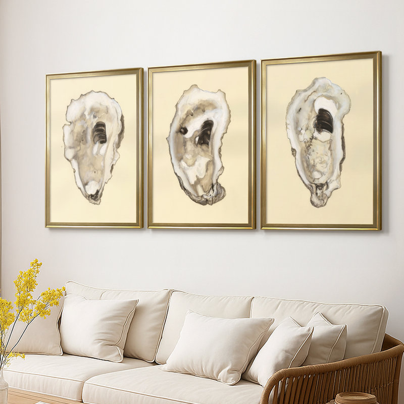 Toile sépia Oysters I, H 21 po x l 30 po, Doré
