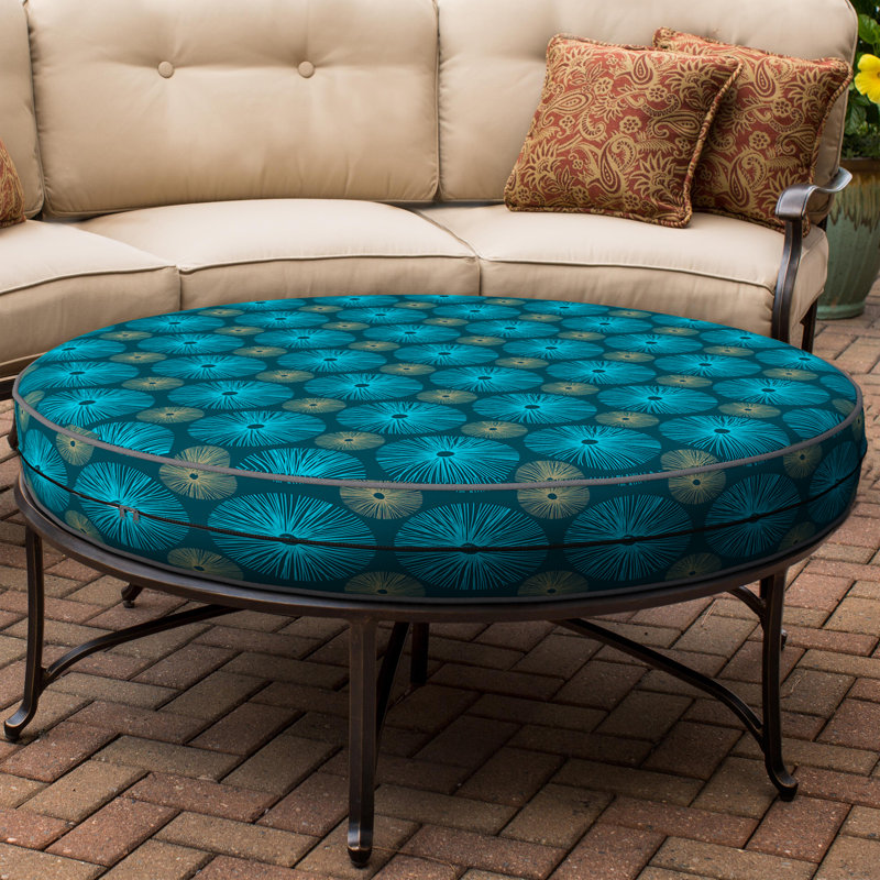 Decorative Indoor Outdoor Waterproof Round Cushion Cover, Patio Bar Stool UV Resistant Seat Cover, 5'' H x 22'' W