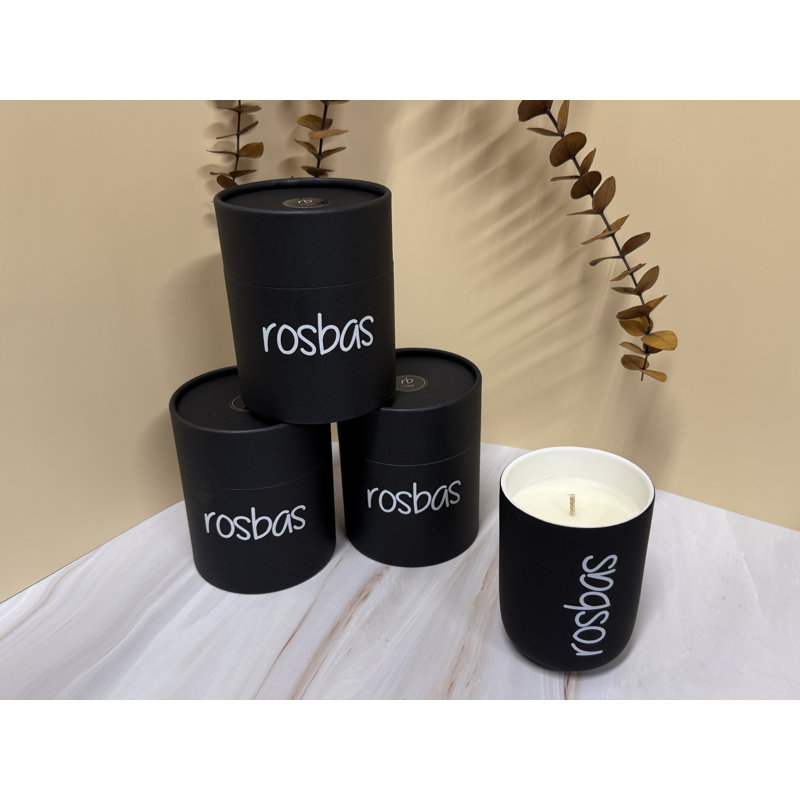 Gardenia Scented Jar Candle with Ceramic Holder, Venezia, Black