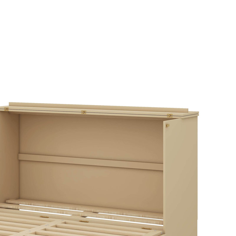 Queen Murphy Bed With Drawers, Gold