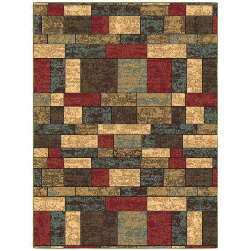 Multicolor Synthetic Non-Slip 5' x 6'6" Area Rug