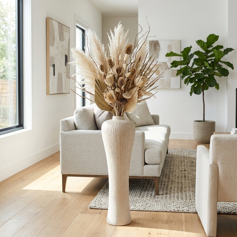 Grand vase de sol en céramique évasé pour salon - Home, H 31 po x l 9 po x P 9 po