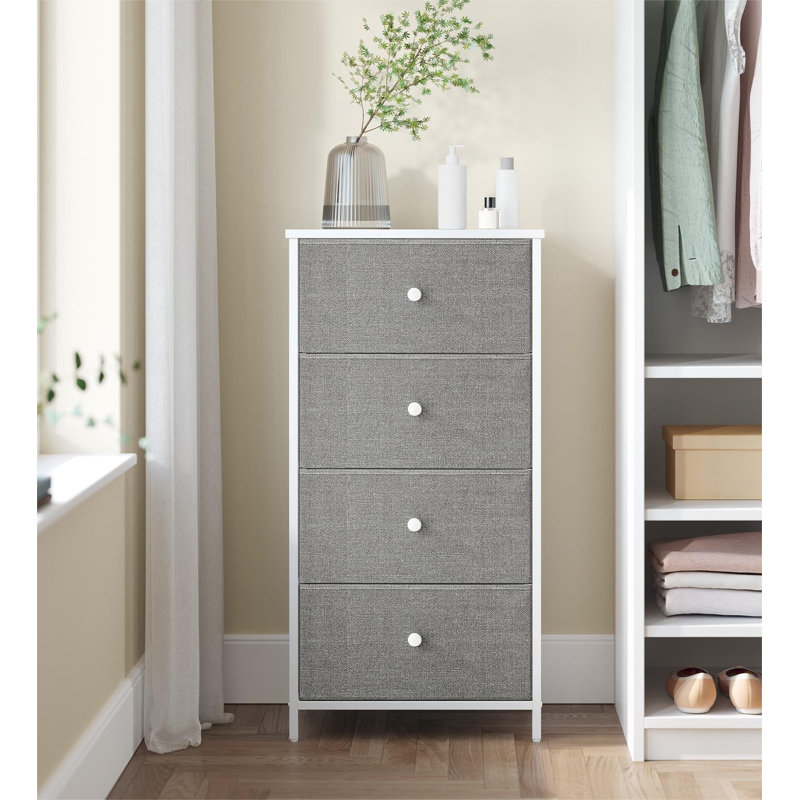 Ahmora 45cm W 4 - Drawer Chest of Drawers, Dove Grey/White