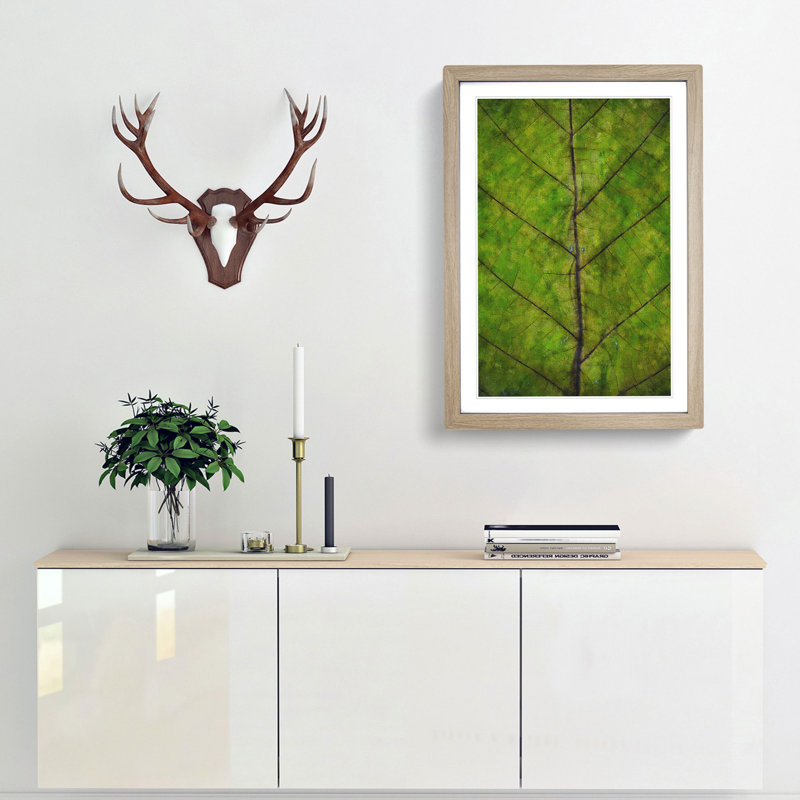 Leaf Lines - Framed Print, 87cm H x 62cm W x 2cm D, Oak Framed