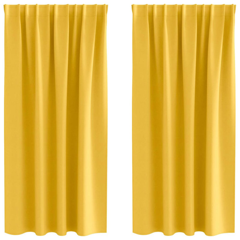 Blackout Curtain Pair, 175cm Width x 140cm Drop, Mustard Yellow