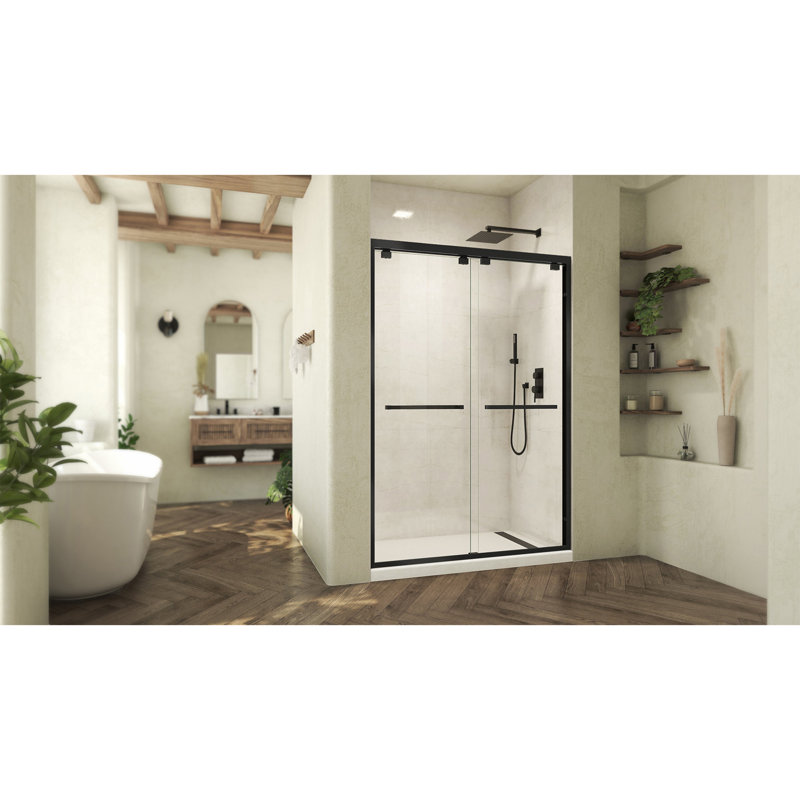 DreamLine Abbey 50 - 54 in. W x 76 in. H Semi-Frameless Bypass Shower Door in Oil Rubbed Bronze, Matte Black