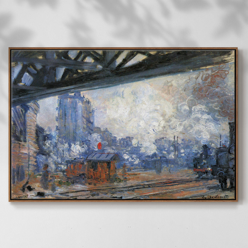 The Station Saint - Reproduction sur toile avec cadre flottant, H 25 po x l 37 po x P 2 po, Noyer