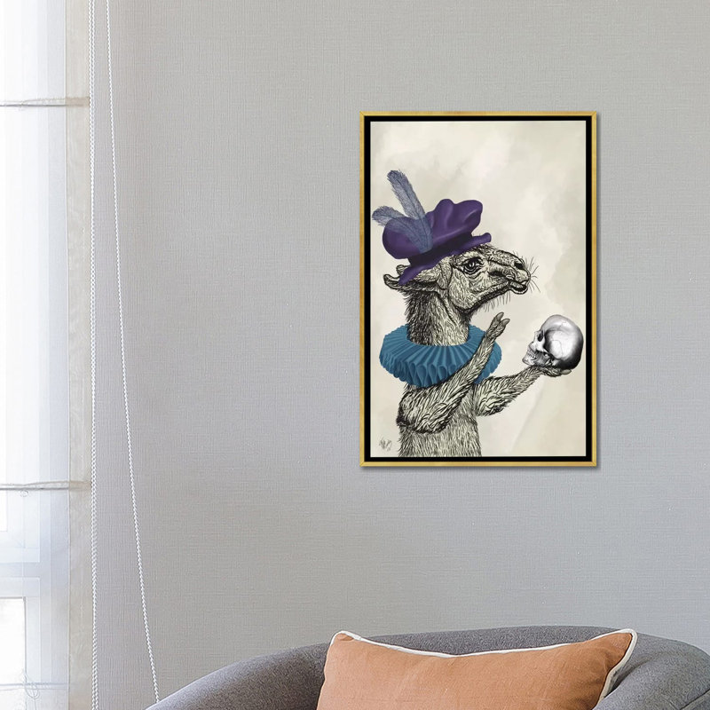 «Drama Llama» par Fab Funky - impression d'art graphique, Toile encadrée d'or, Aucun mat, H 26 po x l 18 po x 1,5 po