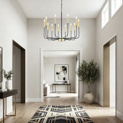Grand lustre rustique style campagnard à 12 lumières 32 po Tirath Tirath