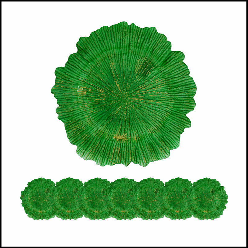 Ensemble de 8 assiettes de récif en plastique, 13 po, Vert
