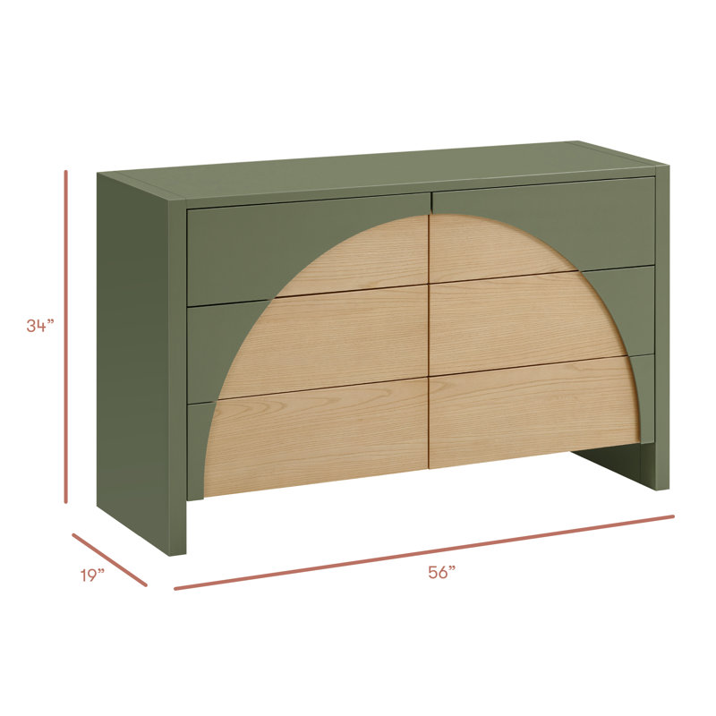 Moab 6-Drawer Assembled Dresser, Olive/Ash