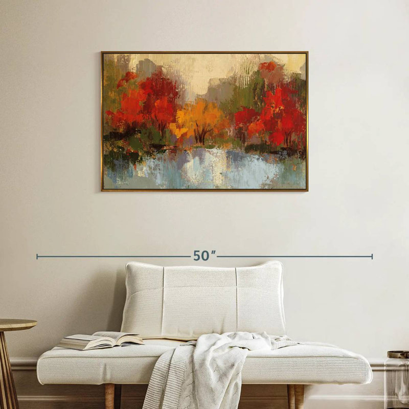 Automne Riverside I, Cadre flottant doré, 37 po x 25 po
