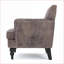 Fauteuil club en microfibre brun noyer contemporain, capitonné avec garniture cloutée | Gris + brun | Microfibre