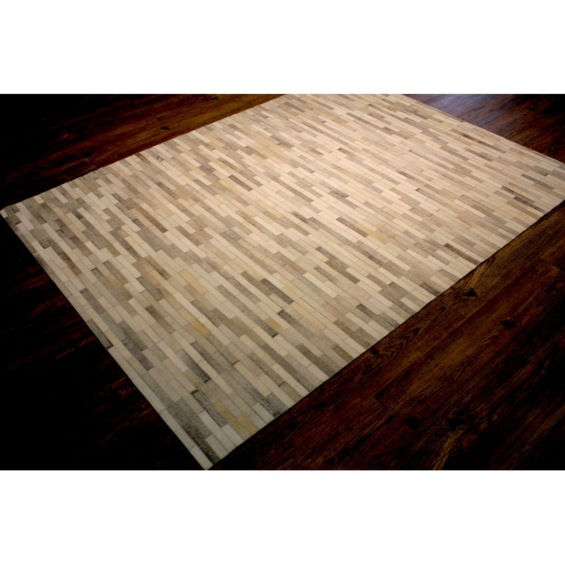 Tapis beige en cuir Patchwork