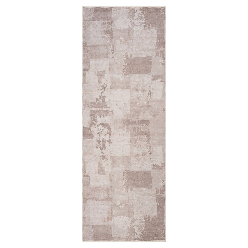 GLN Rugs Contemporary Collection - Machine Washable Modern Area Rug, Contemporary Washable Rug, Non Slip Area Rug, Abstract Living Room Rug, Bedroom Rug, Bathroom Rug (Tan and Beige Rug)