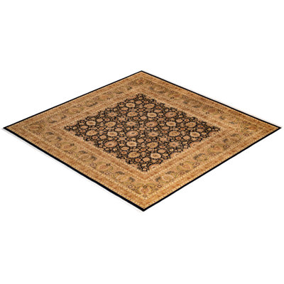 Hand Knotted Wool Traditional Hayner Black Square Area Rug 8' 3" x 8' 3"