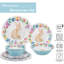Multicolore 12 pièces, ensemble de vaisselle en mélamine 12 pièces, ensemble de plats d'extérieur, assiettes et bols, décorations de Pâques