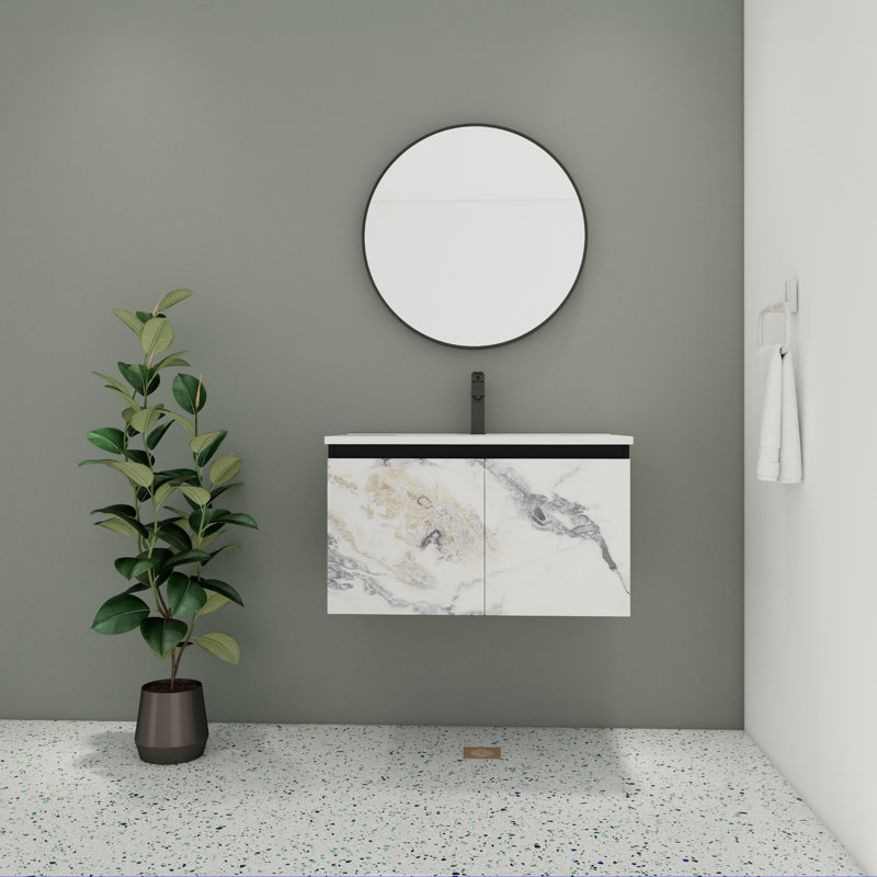 Meuble-lavabo simple 30 po avec plateau en céramique Kolyo