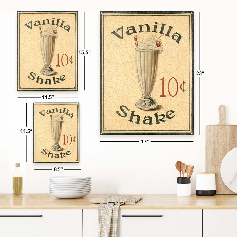 Vintage Vanilla Shake sur impression sur métal, H 23,2 po x l 17,2 po x P 0,04 po