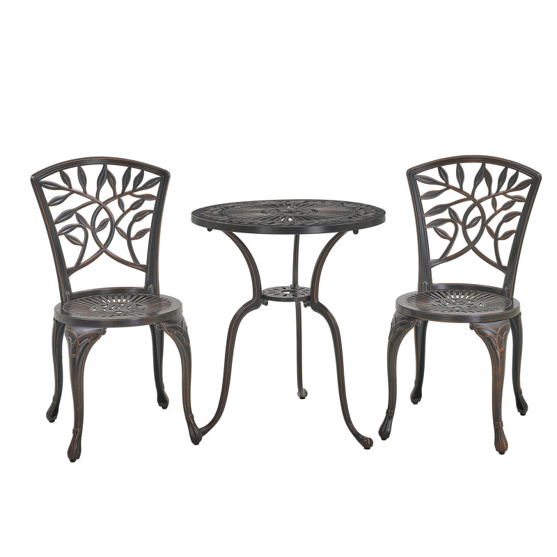 Ambroziu 2 - Person Metal Patio Dining Set with Round Table