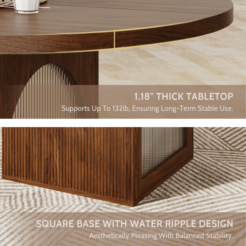 Table de salle à manger ronde 47 po avec armoire de rangement, pour 4 à 6 personnes