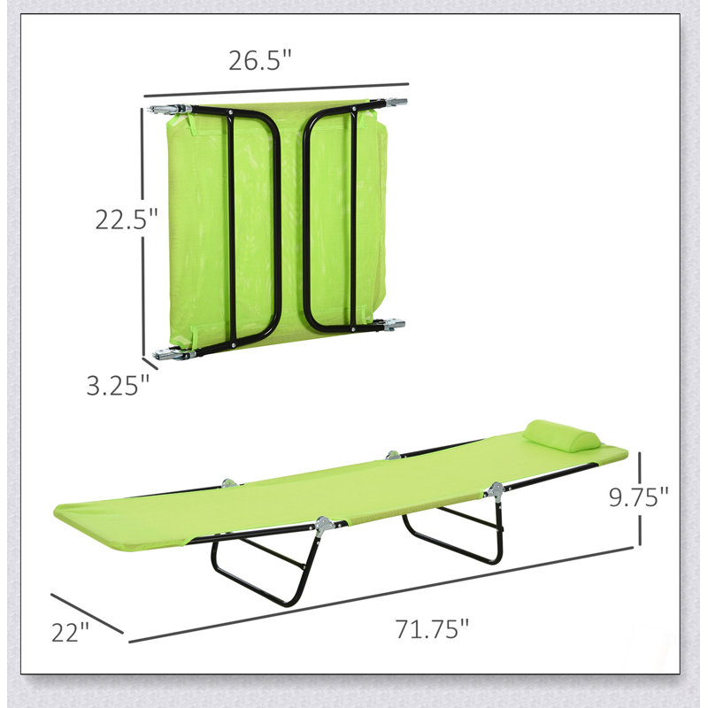 Outsunny Folding Chaise Lounge Chair With Reclining Back, Breathable Mesh Seat, And Headrest For Pool, Beach, Yard, And Patio