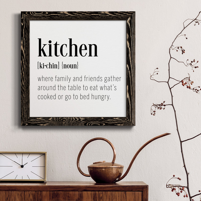 Kitchen Kitchen - Art textuel sur toile, Toile encadrée noire patinée, H 17 po x l 17 po x P 1,5 po