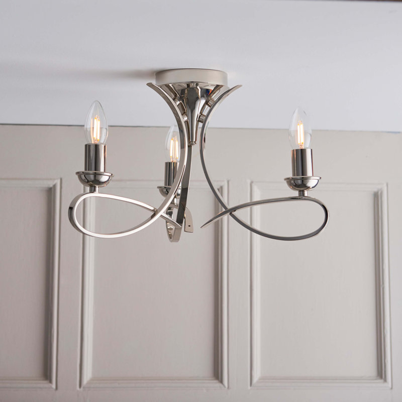 Cliff Semi Flush Mount, Polished Nickel