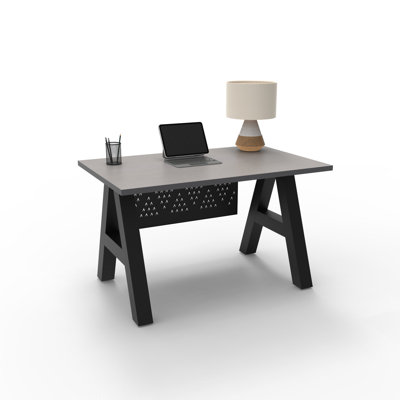 Serenity Modern A-Frame Executive Writing Office Desk, with Metal "A" Design Modesty, 48x30, Grey Strand Top