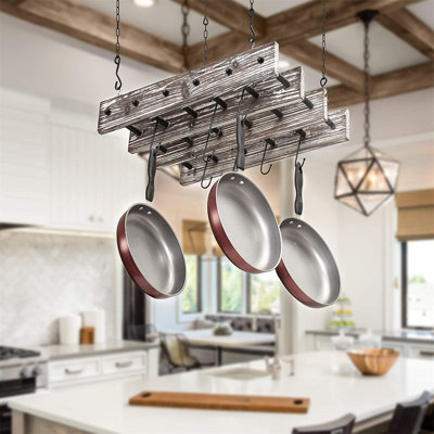 Wood Rectangle Hanging Pot Rack