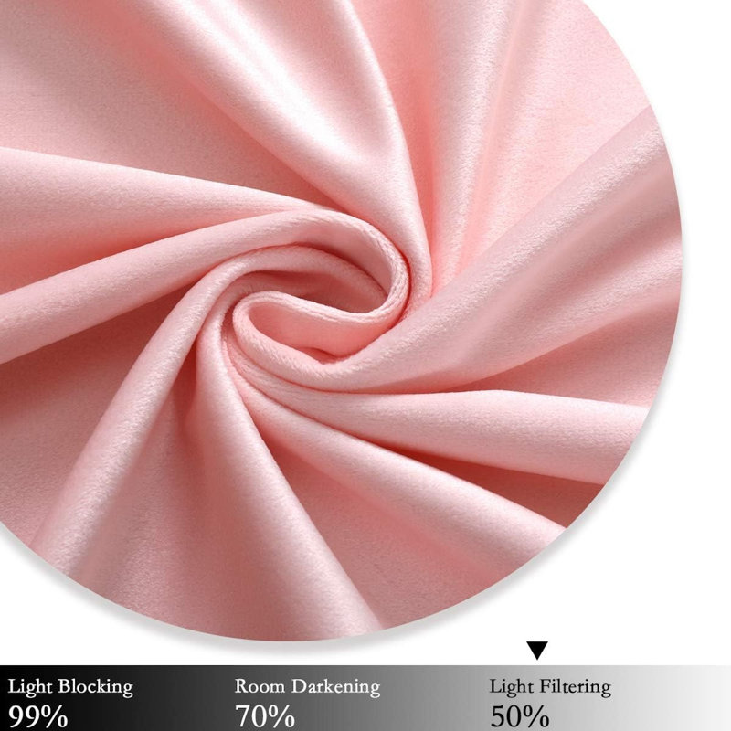 Velvet Blackout Curtain Pair, 52" W x 72" L, Pink
