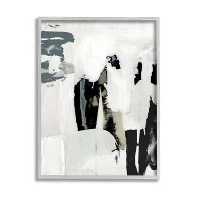 «Modern Industrial Abstraction Distress Layered Tones Black Grey» par Jennifer Goldberger - peinture sur toile