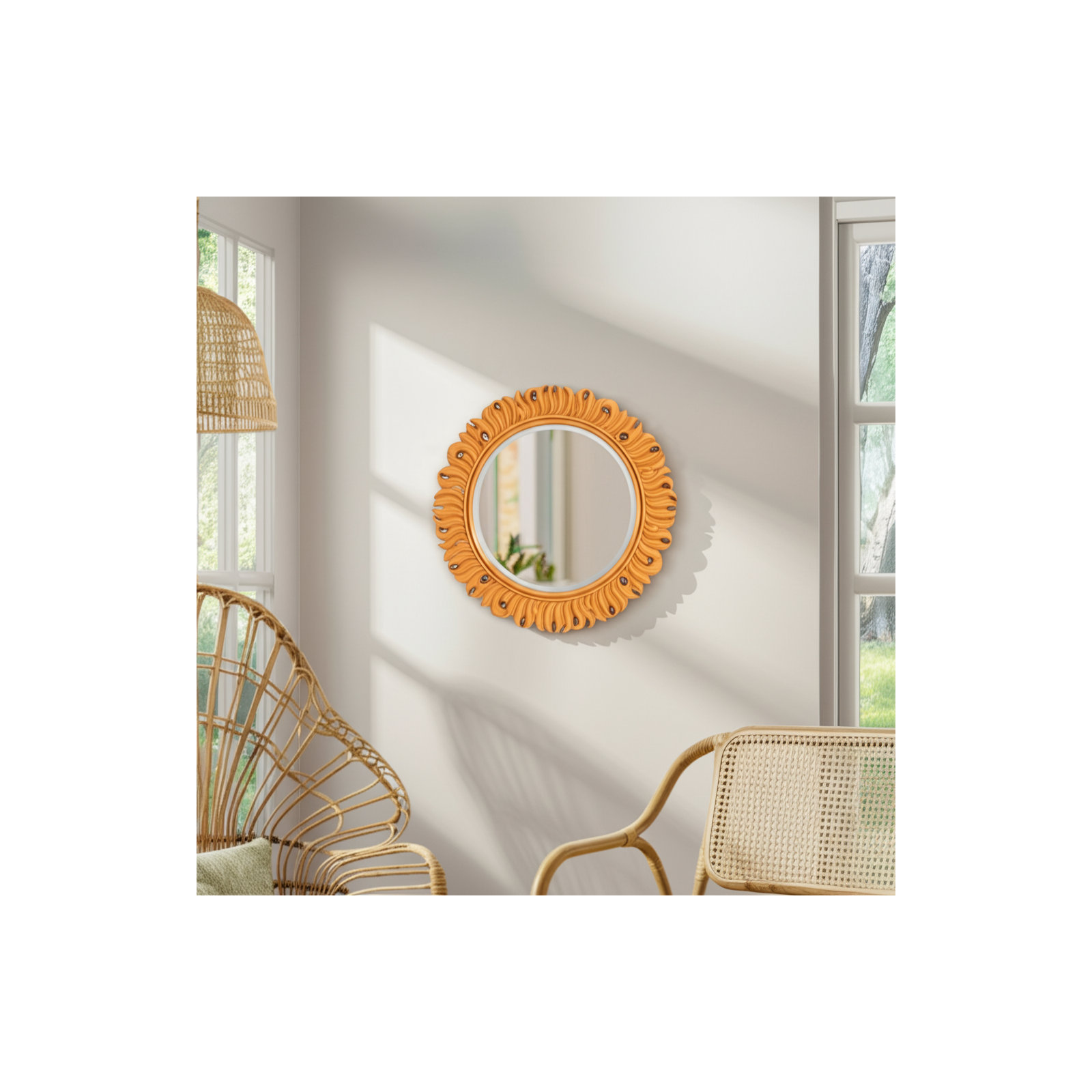El Castillo Sun Mirror Hunter Green, Orange