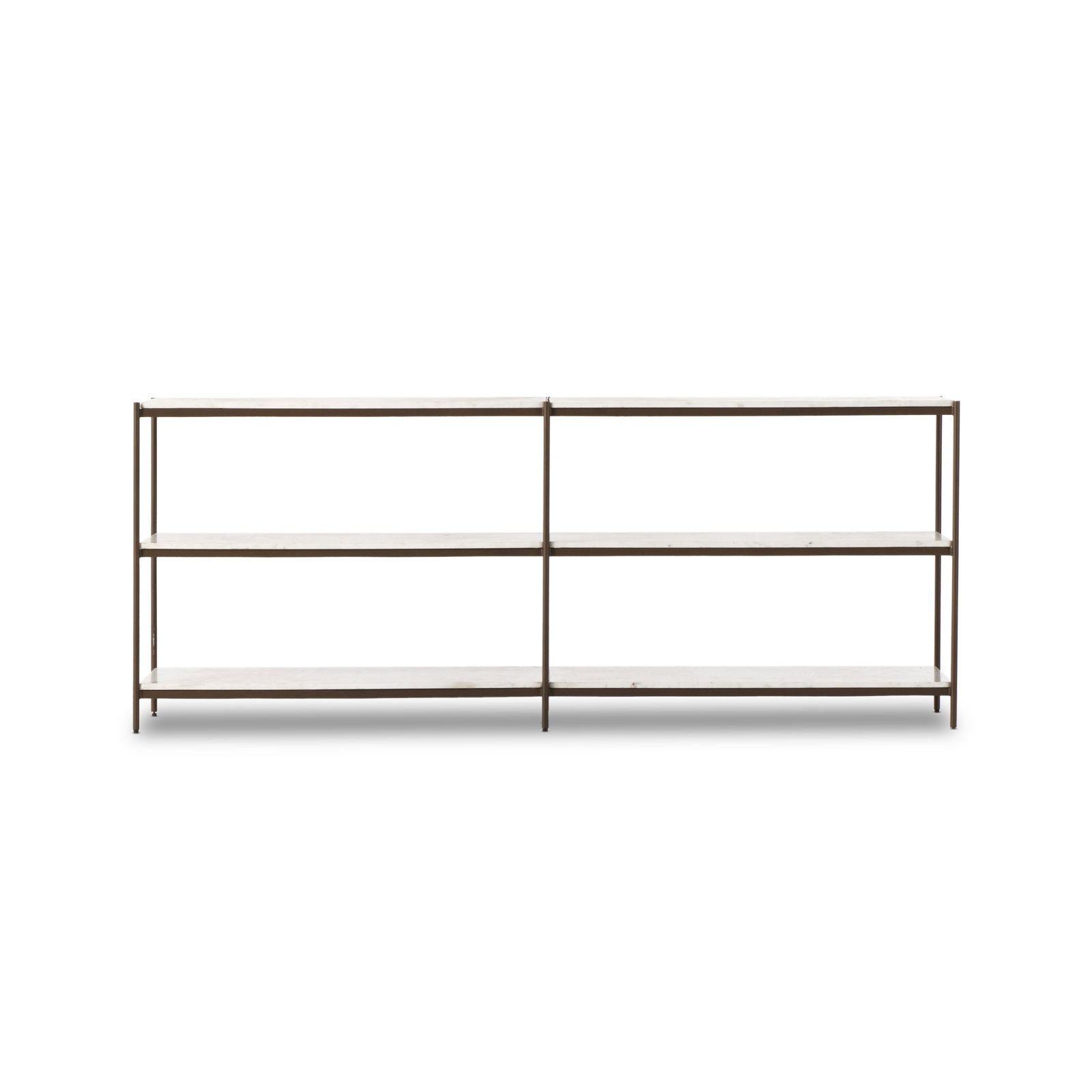 78" Console Table, Polished White Marble
