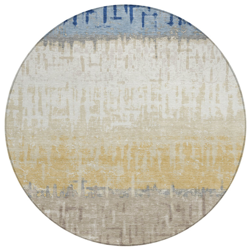 Machine Washable Indoor/Outdoor Chantille ACN2752 Striped Rug, Baltic, 8' Round