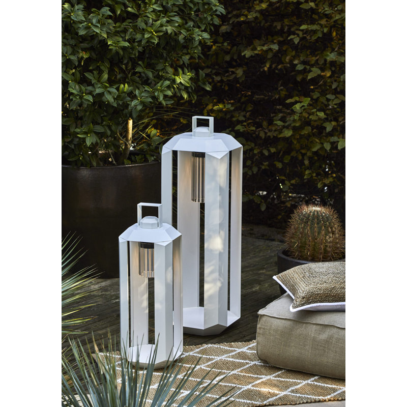 Cube Outdoor Lantern Small Battery, 28.3" H x 9.6" W x 9.6" D, Matt White