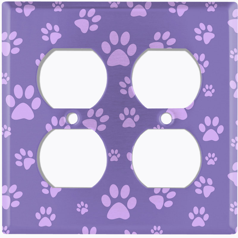 Plaque murale à 2 interrupteurs à bascule Dog Paw Prints, Mauve