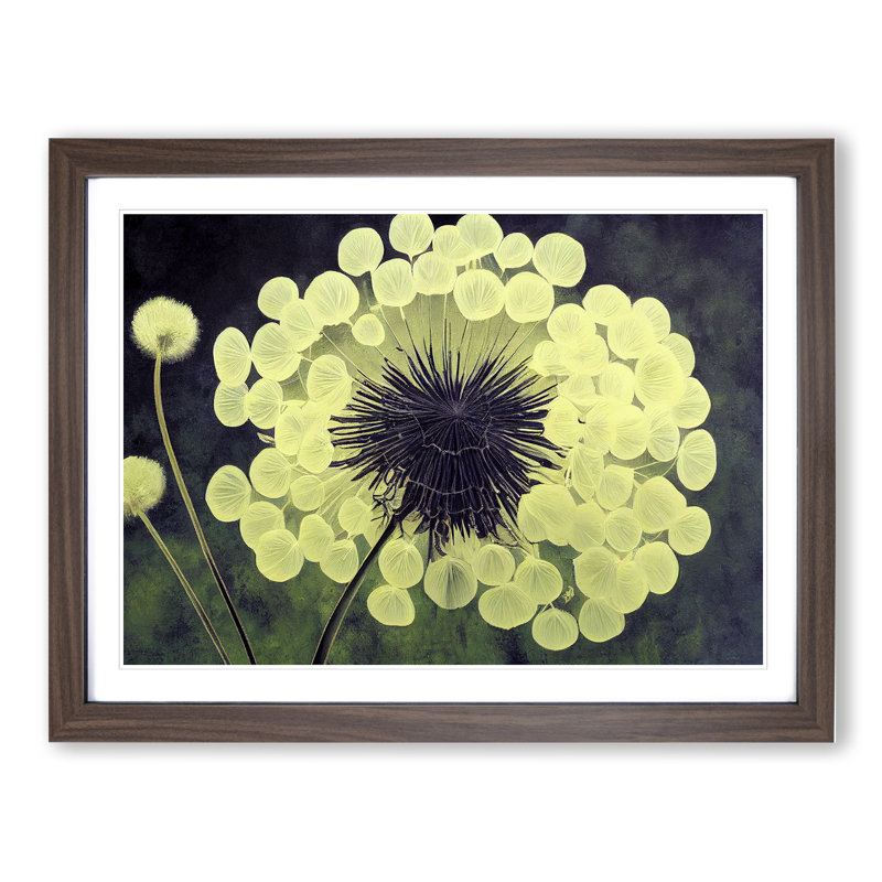 Captivating Dandelion Flowers 1 Piece Single Picture Frame Wall Art, 46cm H x 64cm W x 2cm D, Walnut