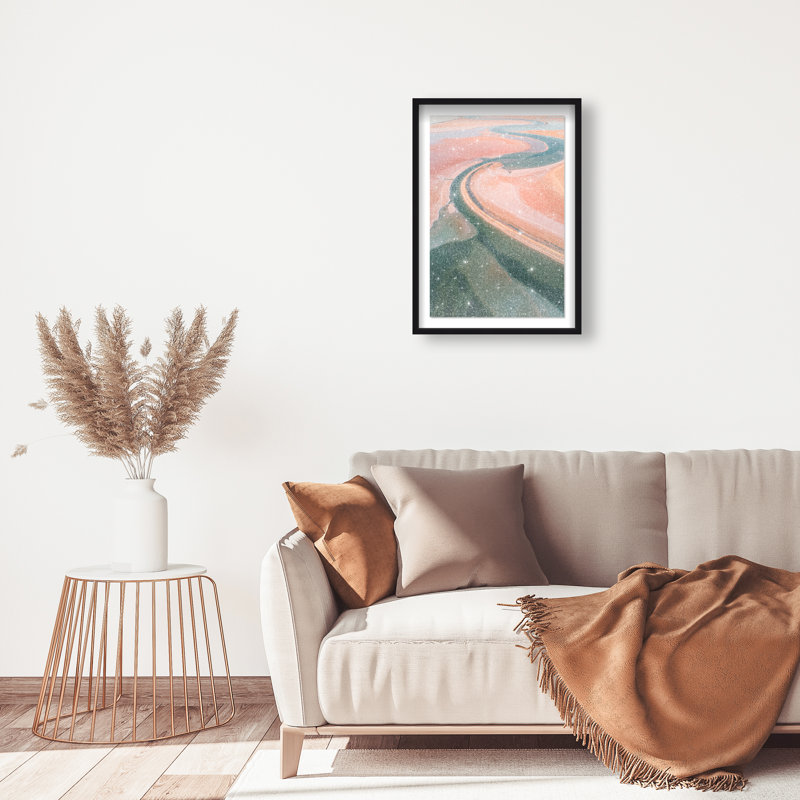 Peach Sand Framed Graphic Art, 25.5"H x 17.5"W, Black Shadowbox