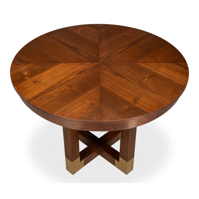 Round Walnut Wood Dining Table
