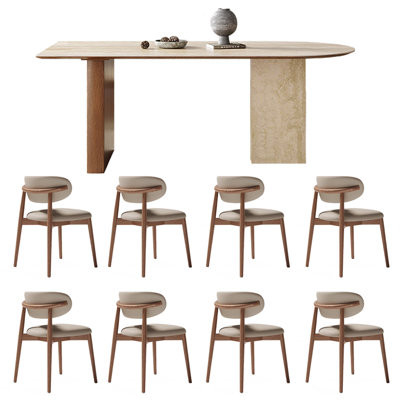Ensemble de salle à manger rectangulaire semi-ovale