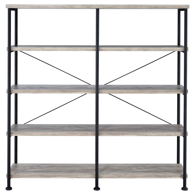 Bibliothèque double largeur, Bois flotté gris / noir