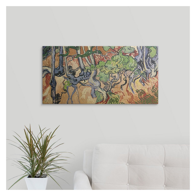 «Tree Roots, 1890» par Vincent Van Gogh - reproduction, H 30 po x l 60 po x P 1,5 po, Toile