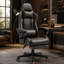 PU Leather Office Gamer Chair High Back Swivel Recliner with Footrest, Lumbar Support, Adjustable Height