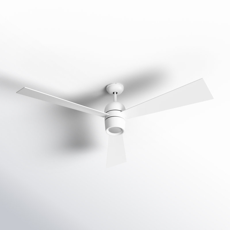 Alba 60'' Ceiling Fan with LED Lights, Matte White with White Blades