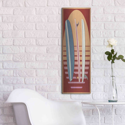 «Surfboard Sunset» par Edward M. Fielding - impression sans cadre sur métal