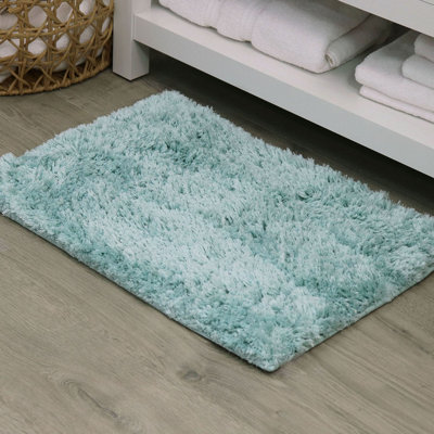 Tapis de salle de bain, tapis de bain absorbants très doux, antidérapant, séchage rapide, lavable à la machine, confort moelleux pour le plancher de la salle de bain, la baignoire, la douche et les accessoires de décoration intérieure, 17 x 24, turquoise